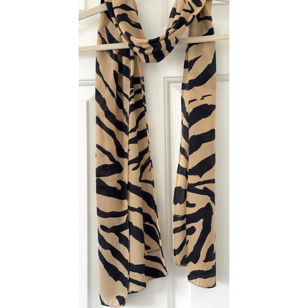 Vintage Echo Animal Print Silky European Chic Scarf/Wrap Oblong 11 x 56